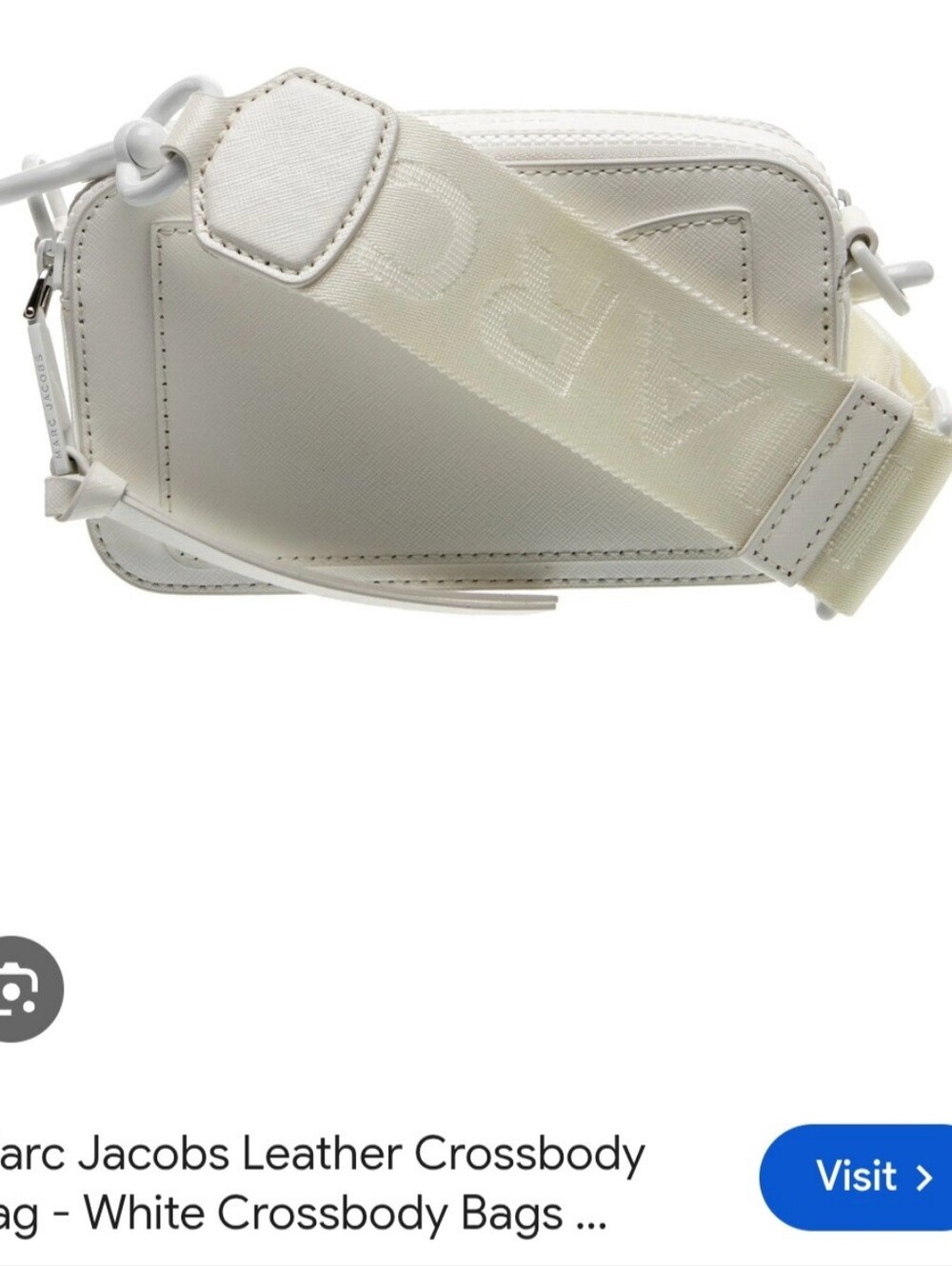 Marc Jacobs Cream White Leather Crossbody with Wide Logo Strap